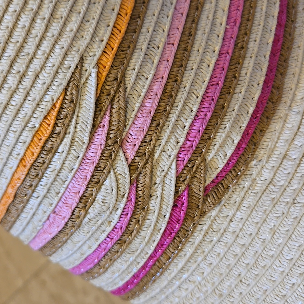 New Shiraleah Chicago Striped Natural Beige Sun Hat - Picture 5 of 7